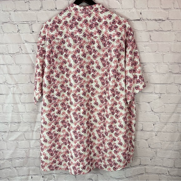 NWOT Caribbean pink palm print tropical hawaiian camp Button Down Shirt sz 2XT - Picture 3 of 7
